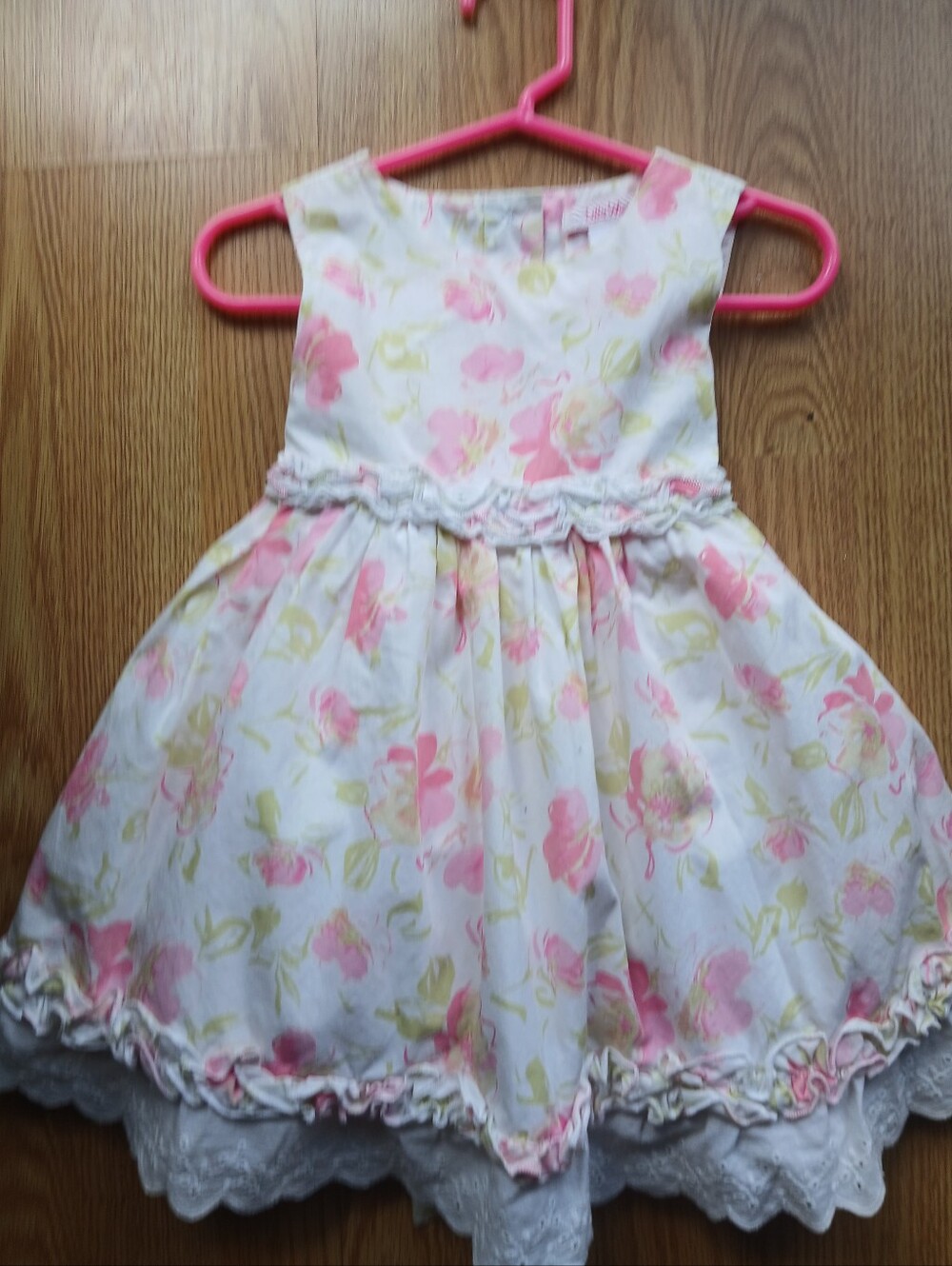 Lilly Wicket Girls Floral White and Pink Party Dress Size 18 Mo